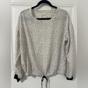 MELLODAY Black and White Polka Dot Blouse, Size Medium